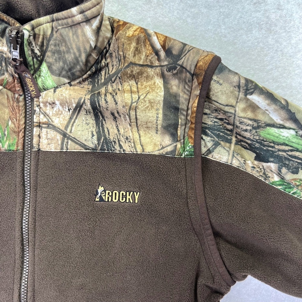 Rocky Camo Fleece Jacket Size M Polyester Brown Convertible Zip Off Sleeve Vest - Picture 4 of 13